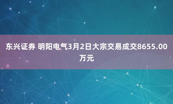 东兴证券 明阳电气3月2日大宗交易成交8655.00万元